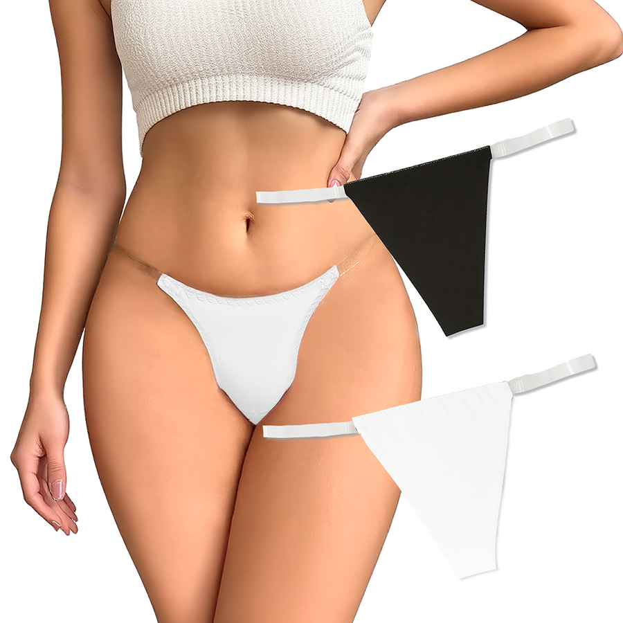 White bikini set with black triangle flag on a white background