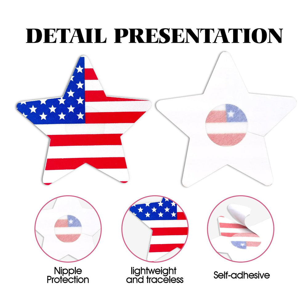 American Flag Star Nipple Cover Pasties detail presentation