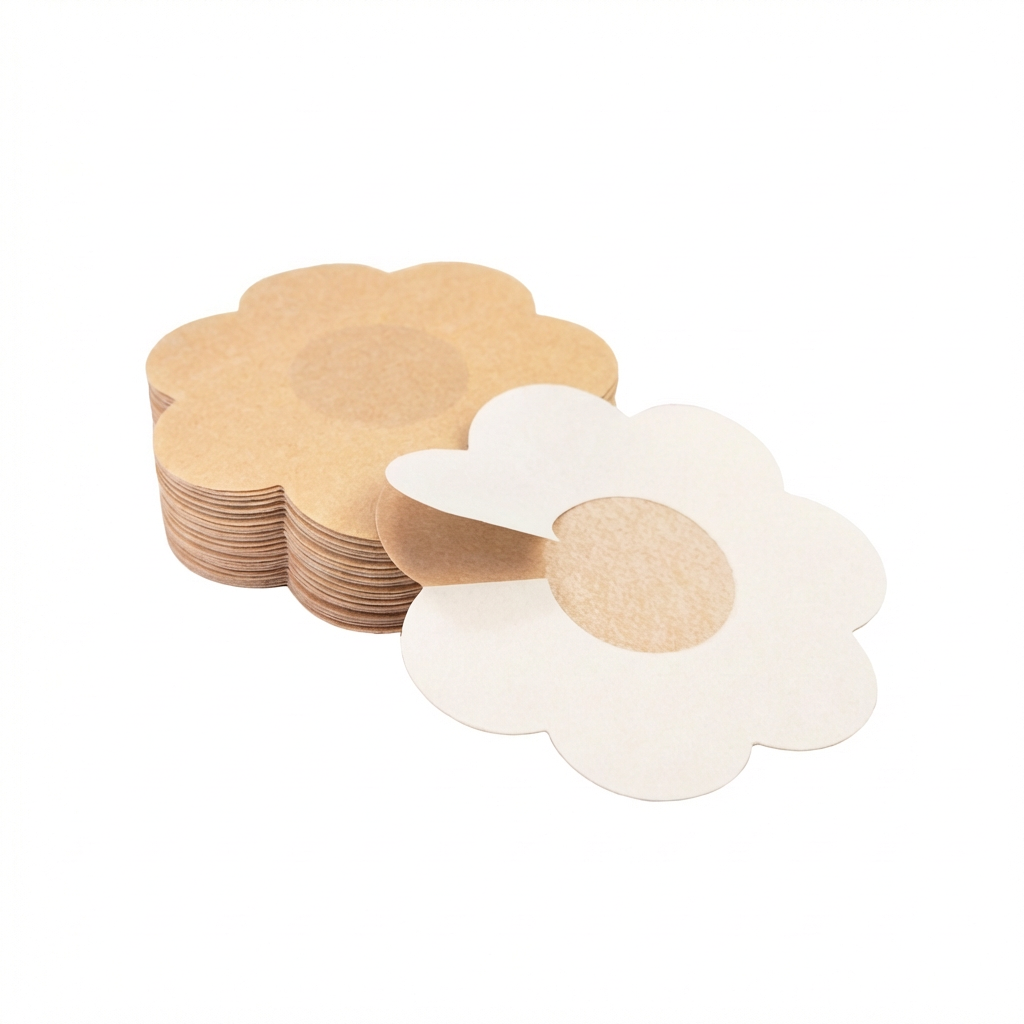 Flower-shaped wooden coasters with a stack of additional coasters on a white background