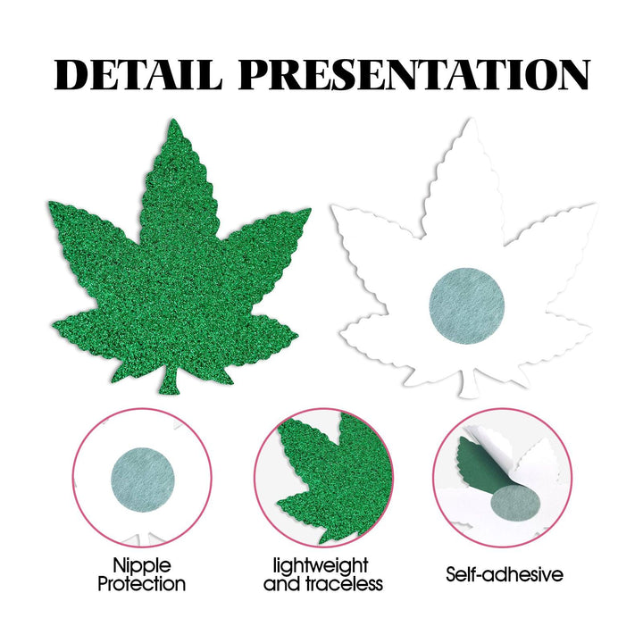 Green Leaf Nipple Cover Pasties detail presentation