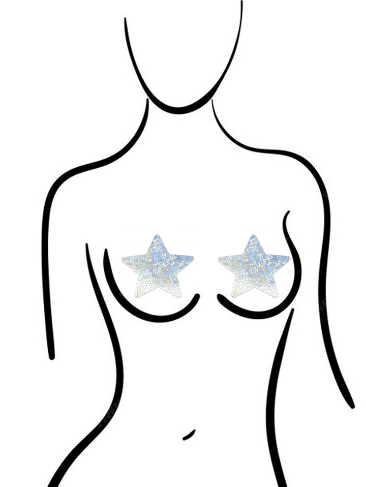 Luminous Cracked Ice Galaxy Star Nipple Cover Pasties – Glow-in-the-Dark & Self-Adhesive - Outdoll