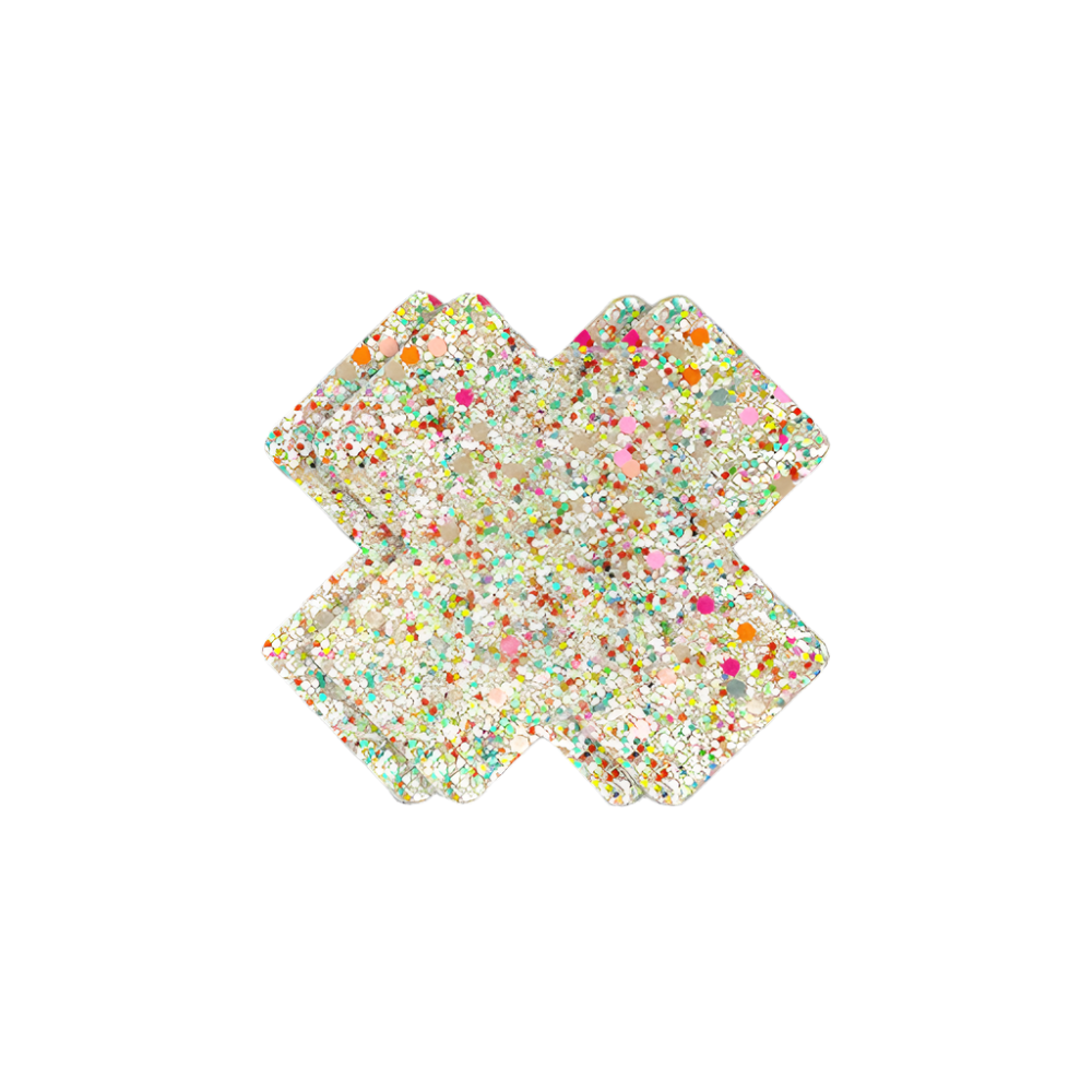 Luminous Glitter Blink Cross Nipple Pasties – Glow-in-the-Dark & Self-Adhesive - Outdoll