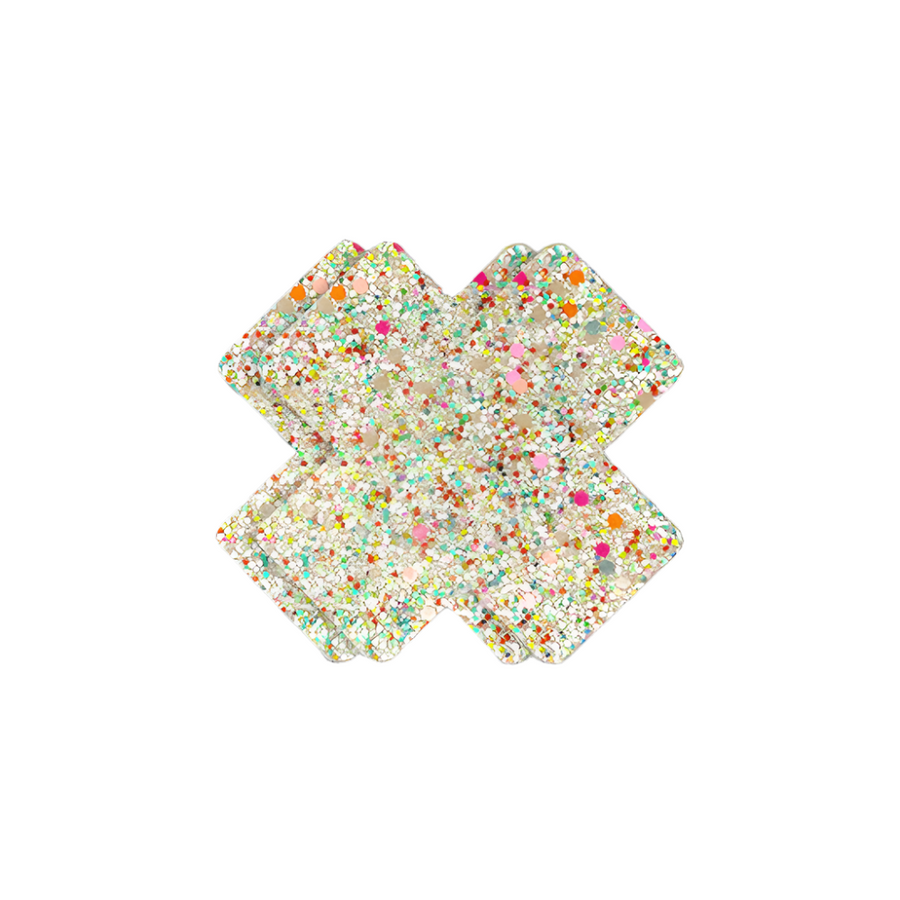 Luminous Glitter Blink Cross Nipple Pasties – Glow-in-the-Dark & Self-Adhesive - Outdoll