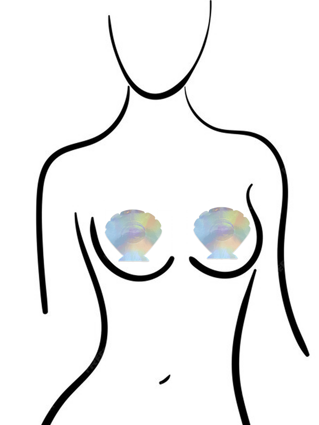 Dazzle Color Mermaid Shell Nipple Cover Pasties – Shimmering, Self-Adhesive & Disposable - Outdoll