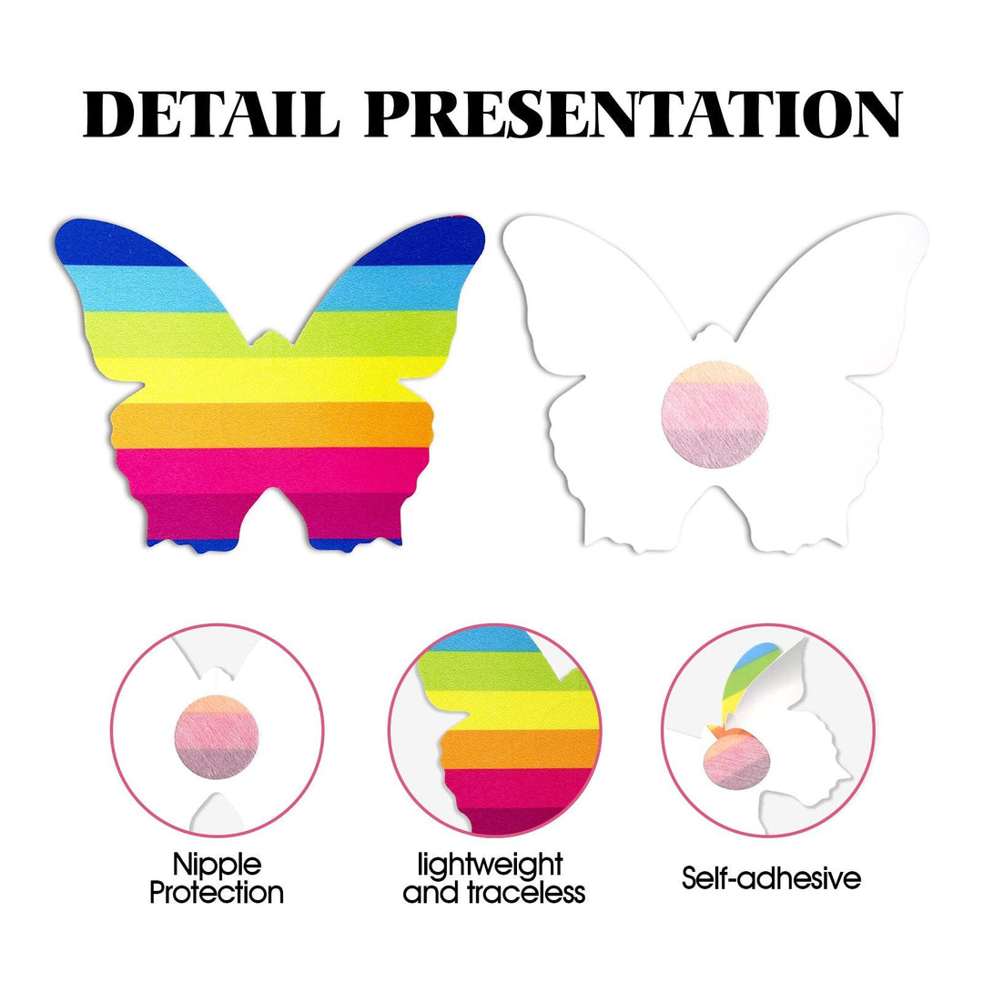 Rainbow Butterfly Nipple Cover Pasties – Vibrant, Self-Adhesive & Festival-Ready - Outdoll