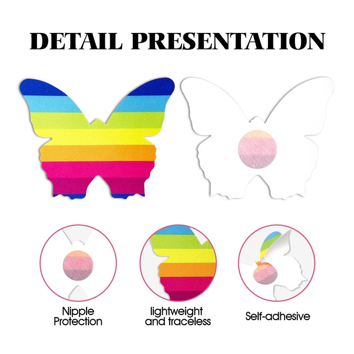 Rainbow Butterfly Nipple Cover Pasties – Vibrant, Self-Adhesive & Festival-Ready - Outdoll