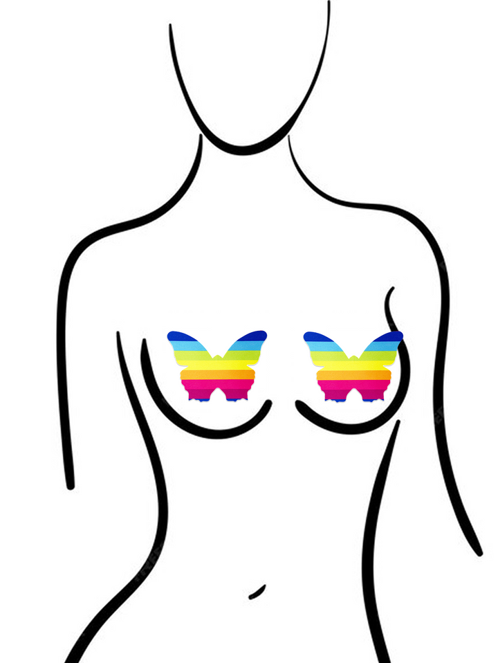 Rainbow Butterfly Nipple Cover Pasties – Vibrant, Self-Adhesive & Festival-Ready - Outdoll