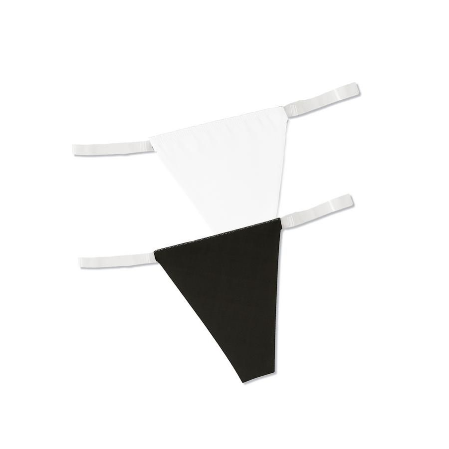 Black and white bikini bottom on a white background